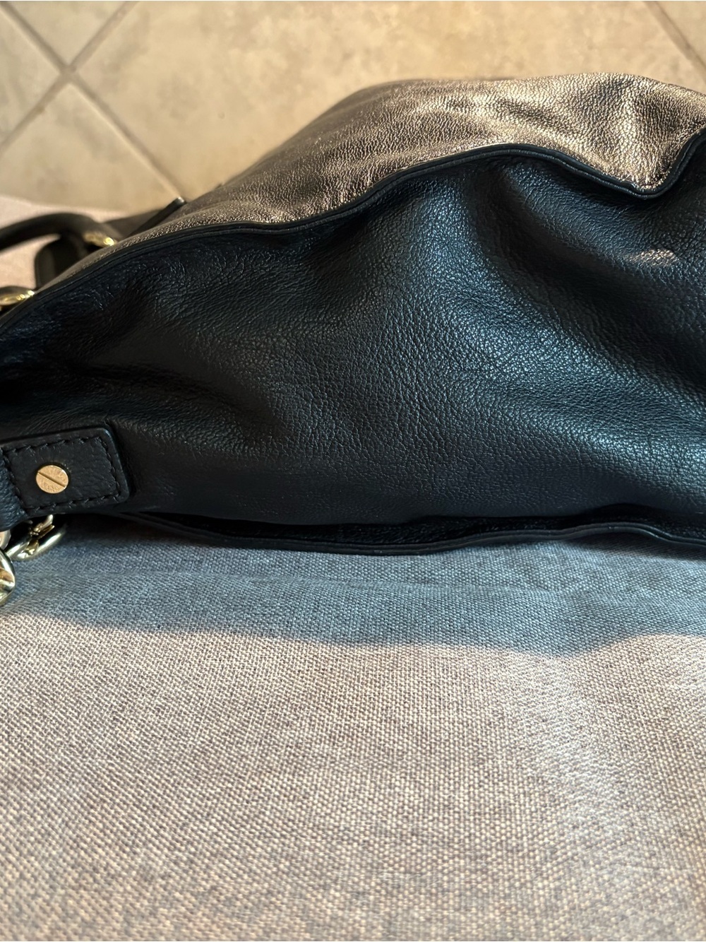 Michael Kors Black Leather Shoulder Bag with Gold Hardware - Picture 6 of 12